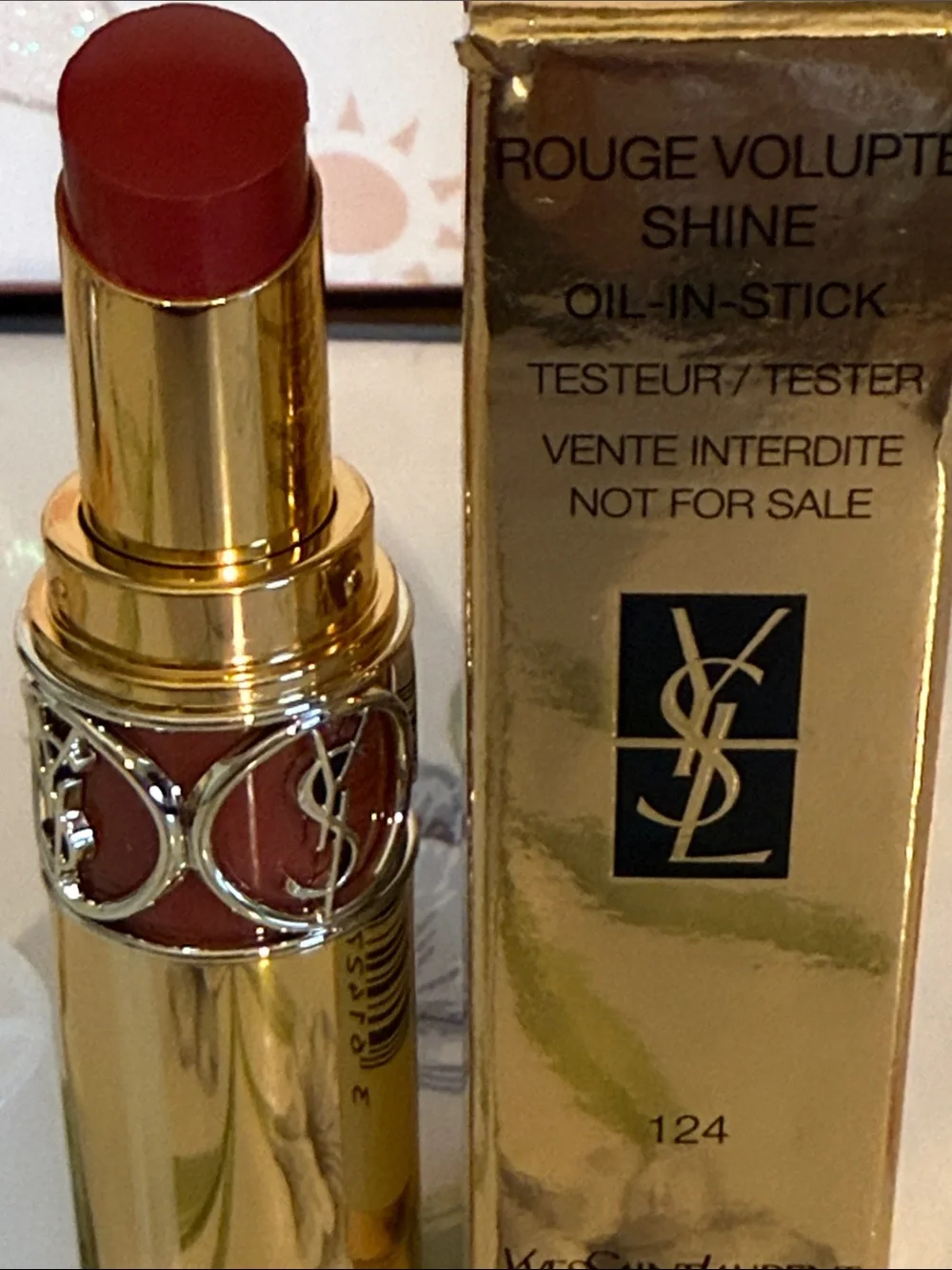 Yves Saint Laurent Rouge Volupté Shine Lipstick —Rose Loulou #124.